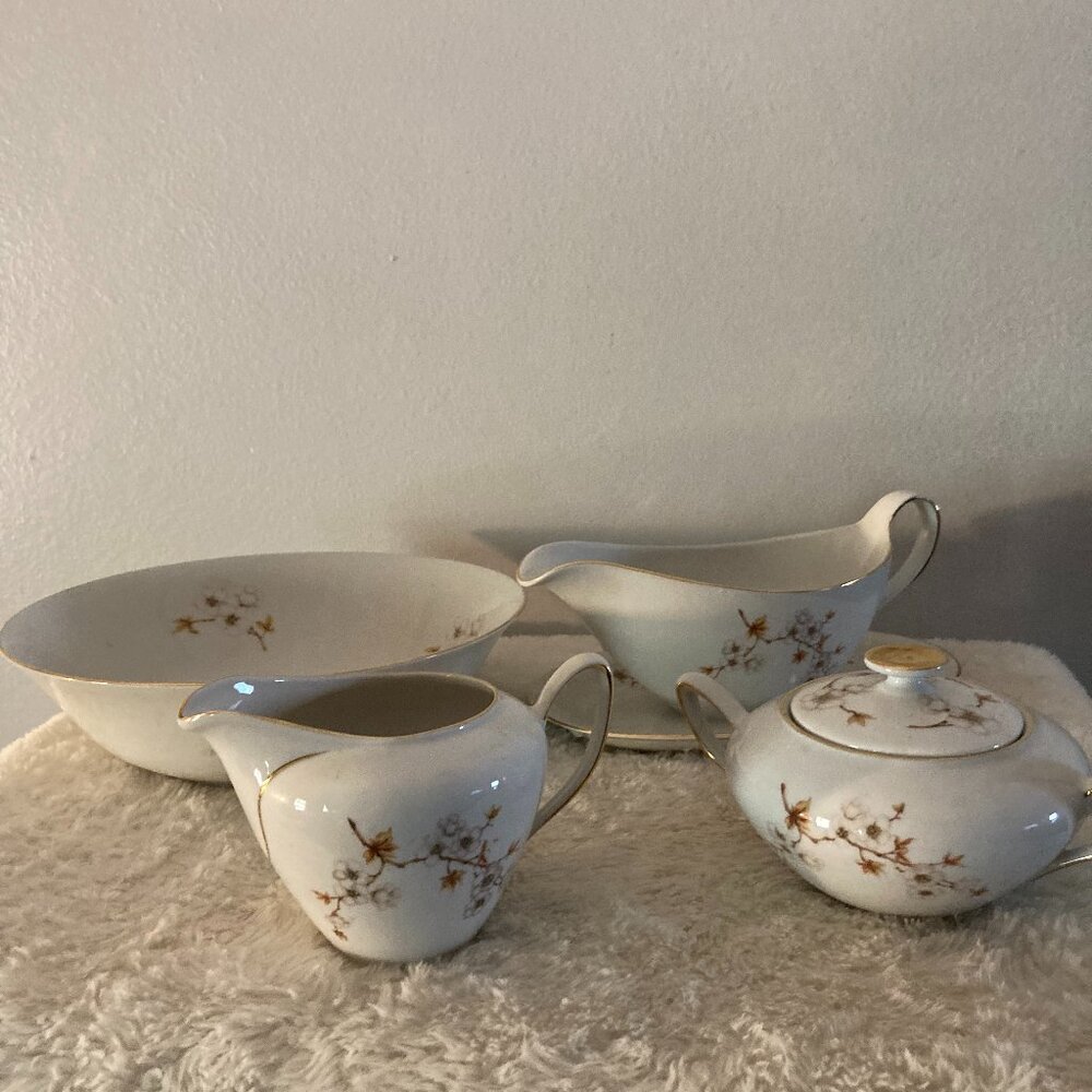 Winterling Bavaria Germany Sugar Bowl, Creamer, Vegetable Bowl & Gravy Boat
